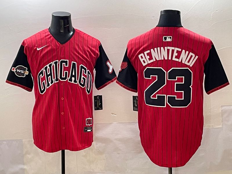 Men Chicago White Sox #23 Benintendi Red Stripe Joint Name 2025 Nike MLB Jersey style 6